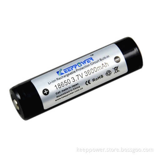 Keeppower protected 18650 3600 mAh flashlight li-ion battery for